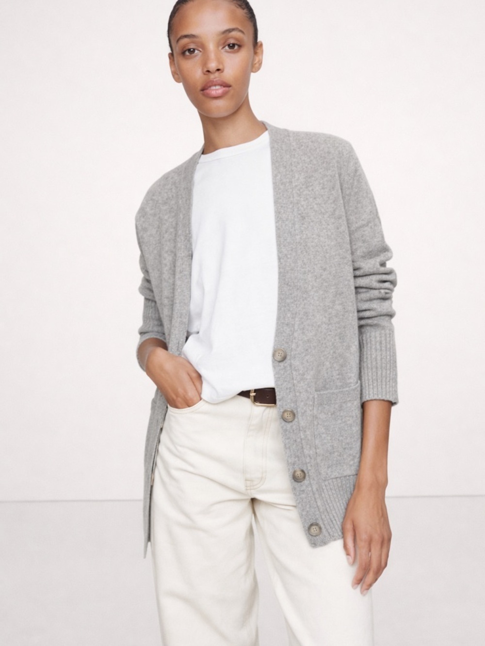 Banana Republic Italian Cashmere Cardigan Gray Boyfriend Knit Small